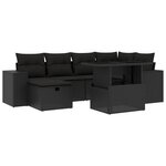 vidaXL Salon de jardin 7 Pièces avec coussins noir résine tressée