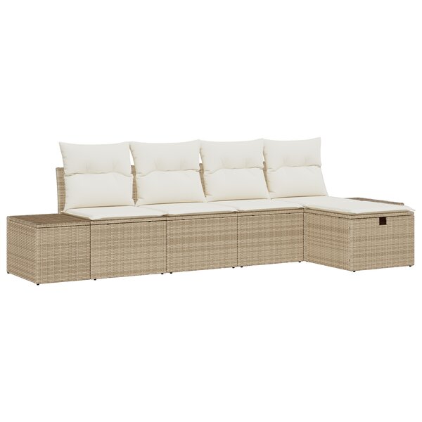 vidaXL Ensemble de canapé de jardin de 5 pièces avec coussins Beige Rotin Synthétique