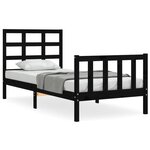 vidaXL Cadre de lit sans matelas noir bois de pin massif