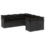 vidaXL Salon de jardin 8 Pièces avec coussins noir résine tressée