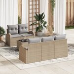 vidaXL Ensemble de canapé de jardin 6 pièces avec coussins Beige Poly Rotin