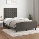 vidaXL Cadre de lit sans matelas gris foncé 120x190 cm velours