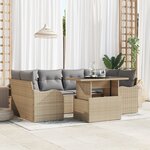 Ensemble de sofa de jardin 7 pièces avec coussins - Poly Rattan beige