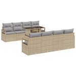 Ensemble de Canapés de Jardin vidaXL 9 Pièces avec Coussins Beige Rotin Poly