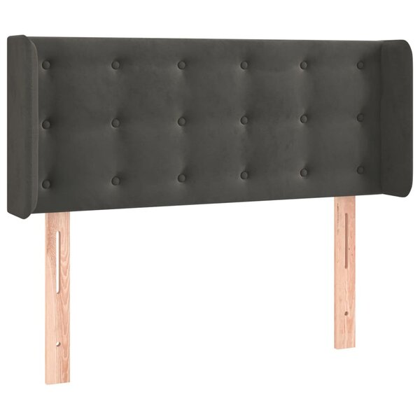 vidaXL Tête de lit avec oreilles Gris foncé 93x16x78/88 cm Velours