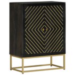 vidaXL Buffet avec 2 portes noir et doré 55x30x75 cm manguier