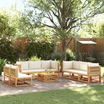 vidaXL Salon de jardin avec coussins 9 Pièces bois massif d'acacia