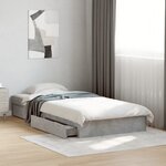 vidaXL Cadre de lit avec tiroirs sans matelas gris béton 90x190 cm