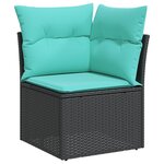 vidaXL Canapé de jardin 6 pièces avec coussins en poly rotin noir