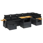 vidaXL Salon de jardin 8 Pièces avec coussins noir résine tressée