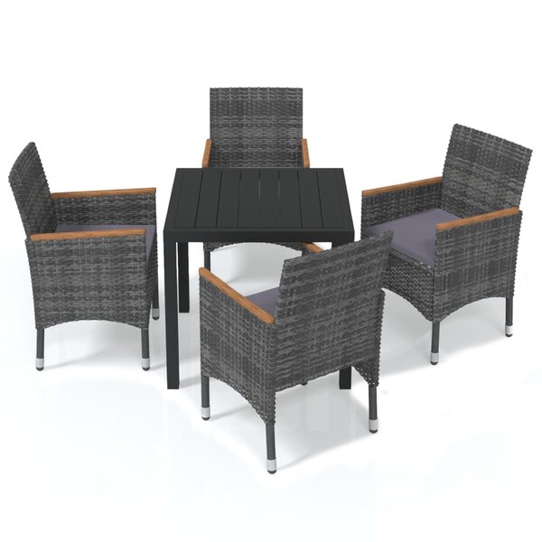 vidaXL Ensemble à manger de jardin coussins 5Pièces Résine tressée Gris