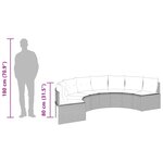 vidaXL Canapé de jardin table coussins demi-rond noir résine tressée