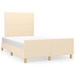 vidaXL Cadre de lit avec tête de lit crème 120x190 cm tissu