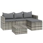vidaXL Salon de jardin 3 Pièces avec coussins Gris Résine tressée