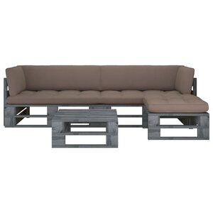 vidaXL Salon de jardin palette 4Pièces avec coussins pin imprégné de gris