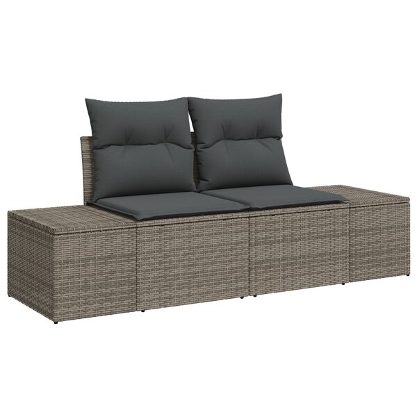 vidaXL Ensemble de sofa de jardin 7 pièces avec coussins Gris Poly Rattan Acacia