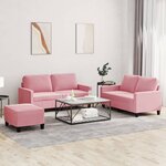 vidaXL Ensemble de canapés 3 Pièces avec coussins Rose Velours