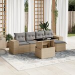 vidaXL Salon de jardin avec coussins 6 Pièces beige résine tressée