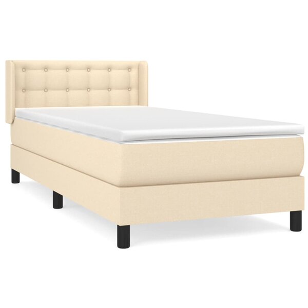 vidaXL Sommier à lattes de lit avec matelas Crème 100x200 cm Tissu