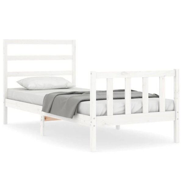 vidaXL Cadre de lit avec tête de lit blanc petit simple bois massif