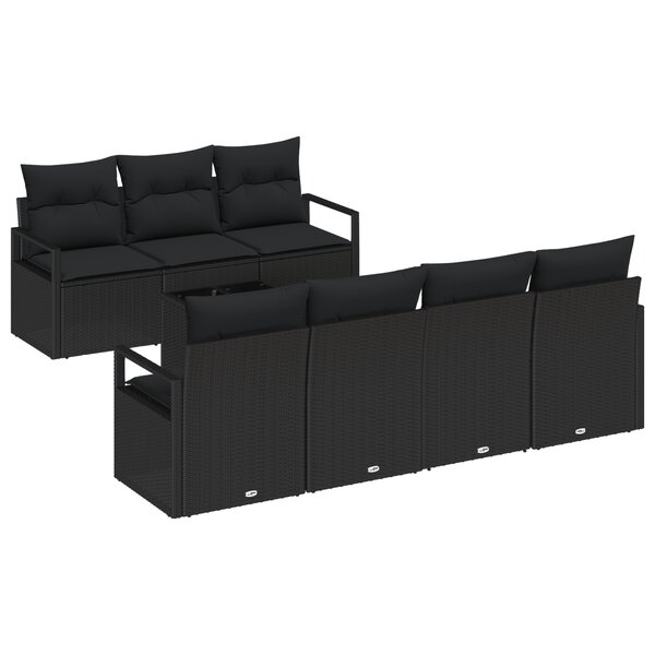 Ensemble de canapés de jardin 8 pièces vidaXL avec coussins en poly raphia noir