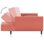 vidaXL Canapé-lit à 2 places avec deux oreillers Rose Velours
