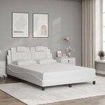 vidaXL Cadre de lit avec lumières LED blanc 140x190 cm similicuir