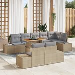 vidaXL Ensemble de canapé de jardin 9 pièces avec coussins Beige Poly Rattan