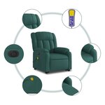 vidaXL Fauteuil inclinable de massage électrique Vert foncé Tissu