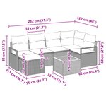 Ensemble de Canapé de Jardin 7 pièces avec Coussins Gris Poly Rotin Acacia