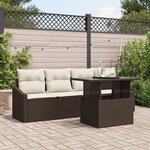 vidaXL Ensemble de canapés de jardin 5 pièces avec coussins marron en poly rotin