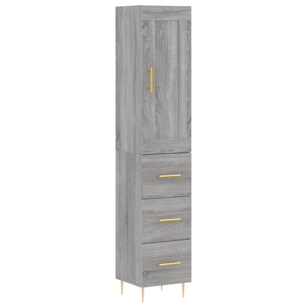 vidaXL Buffet haut Sonoma gris 34 5x34x180 cm Bois d'ingénierie