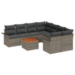 Ensemble de Canapés de Jardin 9 Pièces avec Coussins Gris Rotin Synthétique Acacia