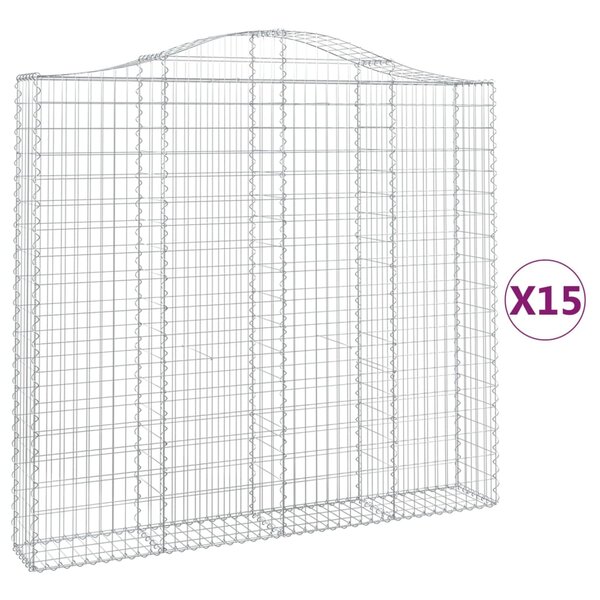 vidaXL Paniers à gabions arqués 15 Pièces 200x30x180/200 cm Fer galvanisé