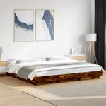 vidaXL Cadre de lit et lumières LED sans matelas chêne fumé 200x200 cm