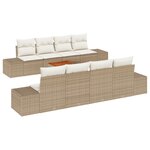 vidaXL Ensemble de canapés de jardin 9 pièces avec coussins beige poly rotin acacia