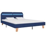 vidaXL Cadre de lit avec LED sans matelas bleu tissu 160x200 cm