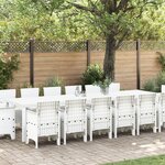 Ensemble de salle à manger de jardin vidaXL de 15 pièces avec coussins blancs en poly rattan