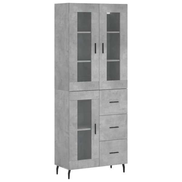 vidaXL Buffet haut Gris béton 69 5x34x180 cm Bois d'ingénierie