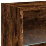 vidaXL Table de chevet murale avec lumières LED chêne fumé