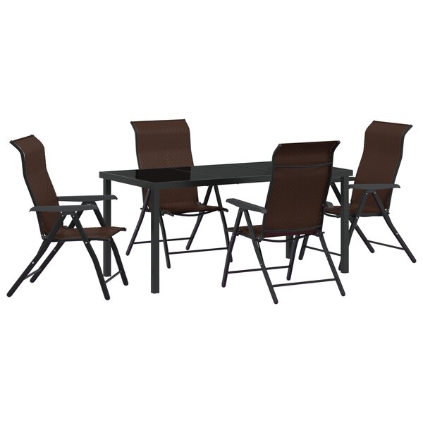 vidaXL Ensemble de Jardin 5 Pièces Marron Rattan PE