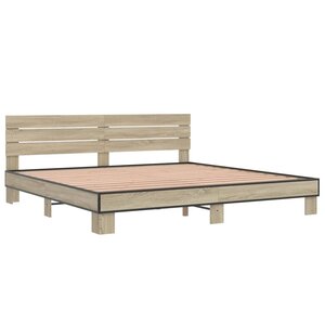 vidaXL Cadre de lit chêne sonoma 180x200 cm bois d'ingénierie et métal