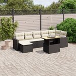 vidaXL Salon de jardin 8 Pièces avec coussins noir résine tressée