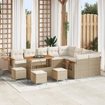 Ensemble de canapés de jardin vidaXL de 13 pièces avec coussins beige en rattan poly et acacia