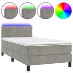 vidaXL Sommier à lattes de lit avec matelas LED Gris clair 100x200 cm
