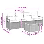Ensemble de Canapés de Jardin 5 pièces Beige Rotin Poly Acacia