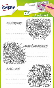 15 étiquettes matières scolaires