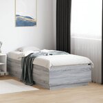 vidaXL Cadre de lit avec LED sans matelas sonoma gris 90x190 cm