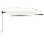 vidaXL Auvent manuel rétractable avec LED 400x300 cm Crème