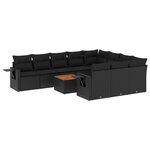 vidaXL Salon de jardin 11 Pièces avec coussins noir résine tressée